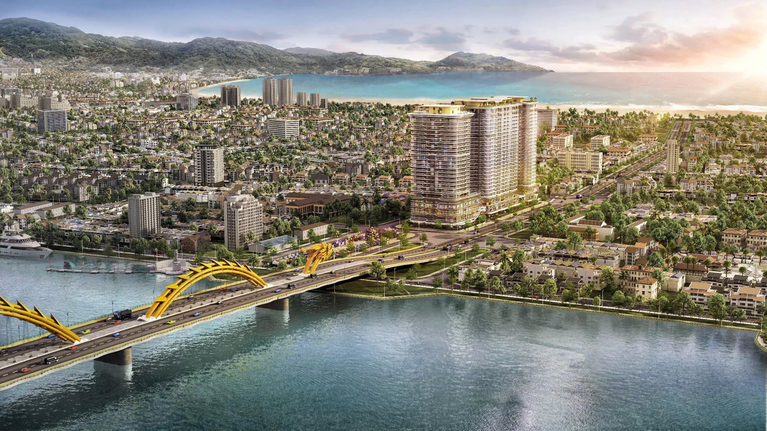 Phối cảnh dự án The Legend City nhìn từ sông Hàn