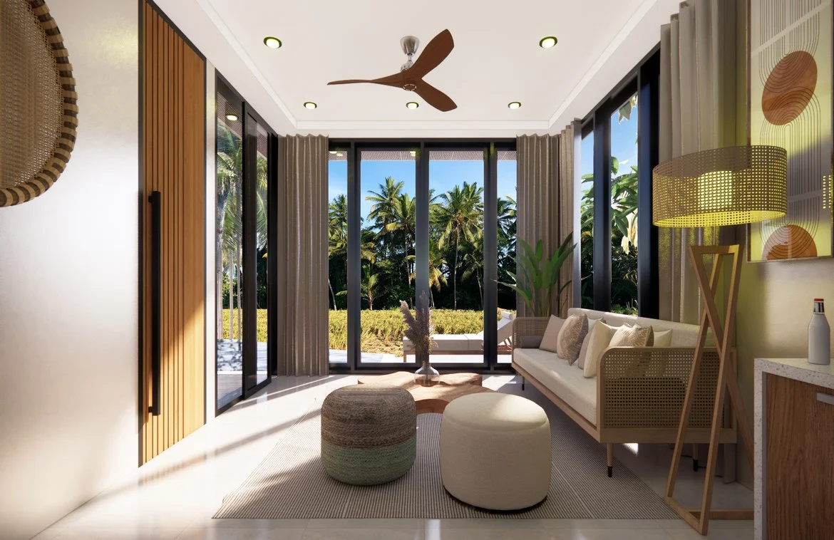 Rice field view 2BR leasehold villa in Ubud