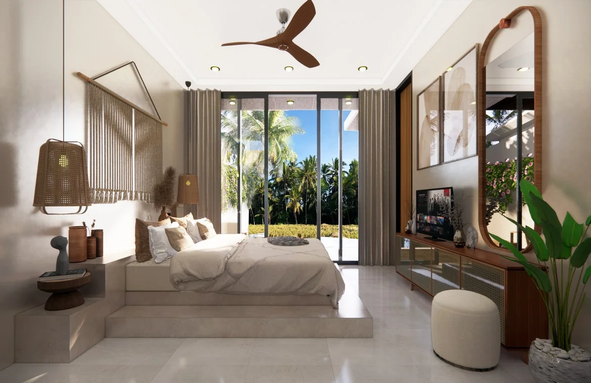 Rice field view 2BR leasehold villa in Ubud